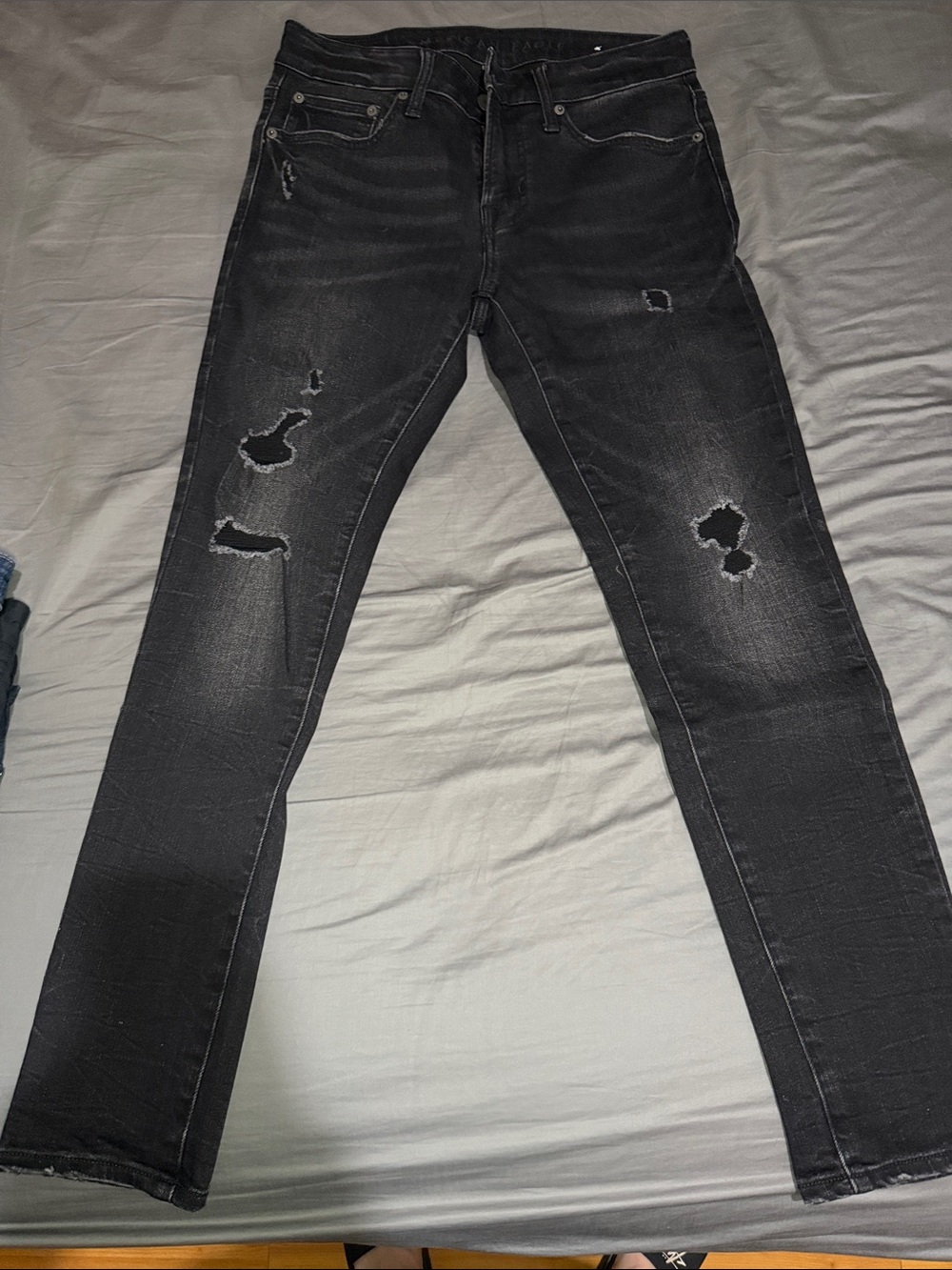 American Eagle Outfitters Black Distressed Skinny Jeans - Faded Black